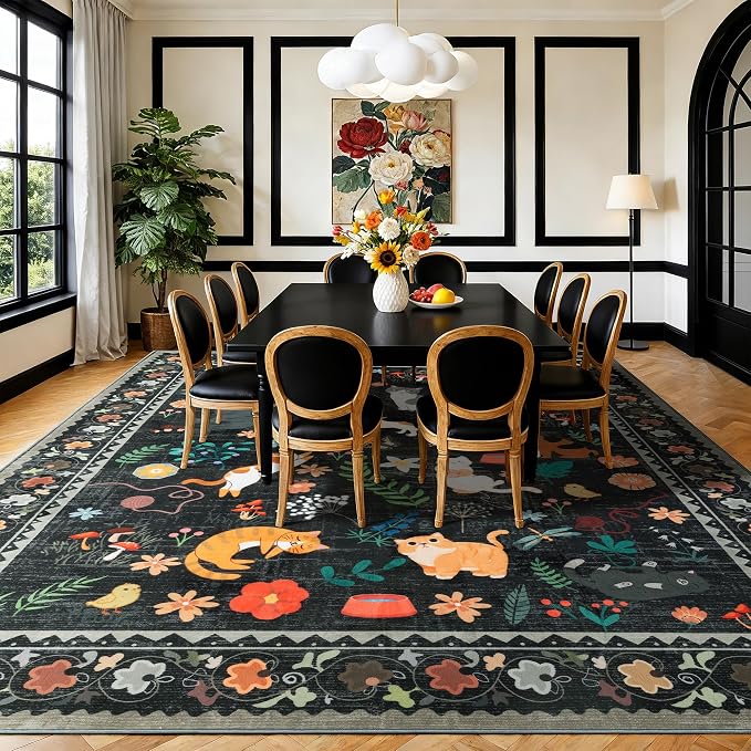 LIANLAM 8x10 Cat Lover's Area Rug, Washable Large Rug - Image 3