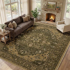 RELEANY Area Rugs Large 9'x12' Washable Non-Slip, Floral Vintage Distress - Image 3