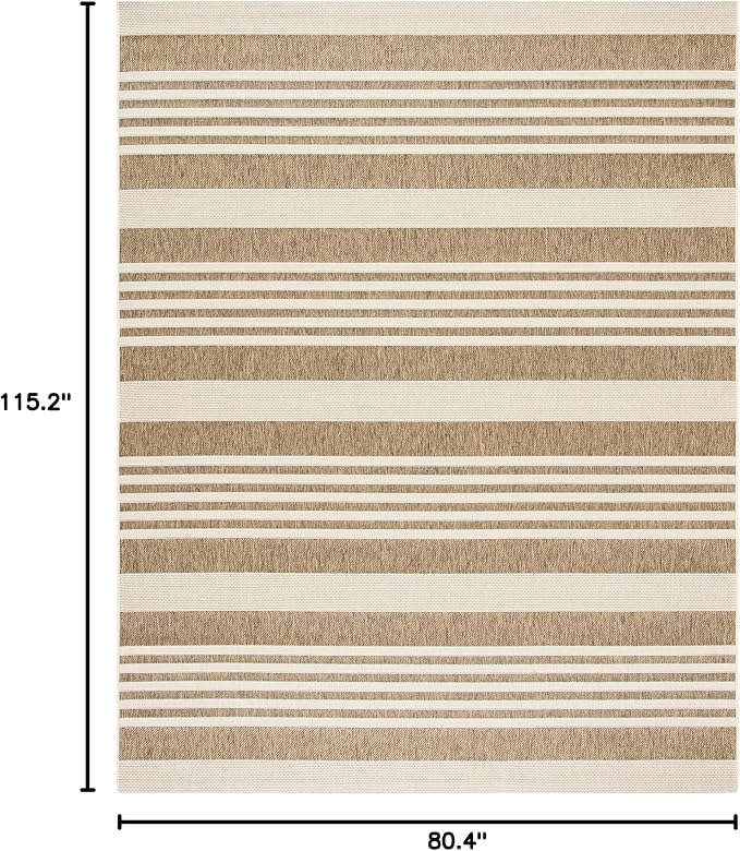 SAFAVIEH Courtyard Collection 6'7' x 9'6' Brown/Bone CY6062 Stripe Indoor/ - Image 2