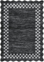 Small Area Rug 2x3 Modern Checkered Entry Rug Solid Color Scalloped Kitchen - Image 2
