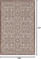 JONATHAN Y Vintage Filigree Indoor Outdoor Area Rug 9X12 Taupe/Espresso - Image 2