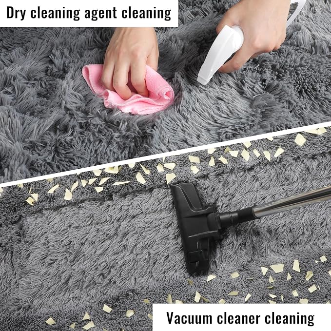 PAGISOFE Grey Fluffy Rugs for Bedroom 4x6 Area Rug Shag Rug for Kids Room Furry - Image 6