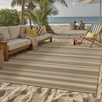 6x9 Easy Jute Stripe Area Rug Washable Beige Brown Indoor Outdoor Rug Non Slip - Image 3