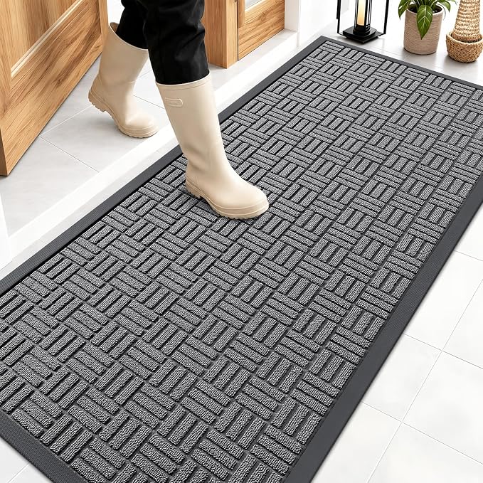 OLANLY Front Door Mat Outside Entrance 59x23, Heavy Duty Sturdy Natural Rubber by OLANLY