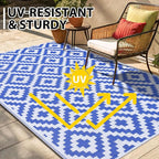 Smiry Waterproof Outdoor Rug 9x12 ft, Reversible Plastic Straw Patio Camping - Image 4