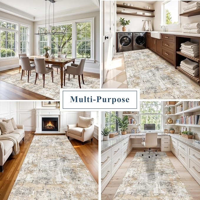 4x10 ft Extra Wide Hallway Rug – Non-Slip Washable Rubber-Backed Large Carpet - Image 4