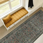 Dark Green Washable 2x8 Runner Rug Non Slip - Image 3