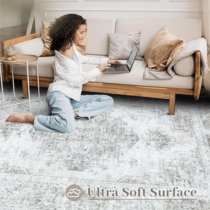 XLUEZ Area Rug 8x10 Living Room Rug, Machine Washable Vintage Distressed - Image 4