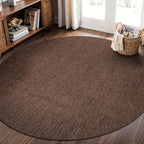 CAMILSON Easy Jute Round Rug 4ft Indoor Outdoor Brown Color Fiber Area Rugs by CAMILSONIndoorOutdoorAreaRugs