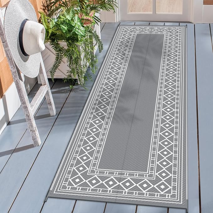 GENIMO Outdoor Rug Waterproof for Patio, 2.5'x8' Foldable Reversible Plastic by GENIMO