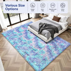 Rainbow 8x10 Fluffy Rugs for Girls Bedroom: Large Shag High Pile Area Rug - Image 9