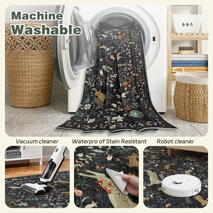 6x9 Area Rugs Washable Rug: Large Boho Living Room Rug Soft Non-Slip Low Pile - Image 4