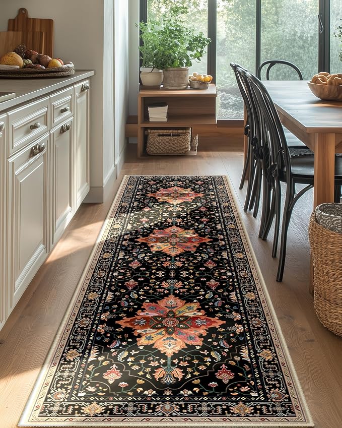 RELEANY Area Rugs Runner 2'x8' Washable Non-Slip, Floral Vintage Distress - Image 3