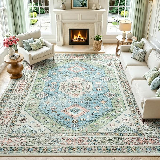Lofus Vintage Living Room Rugs 8x10, Soft Machine Washable Area Rug by Lofus