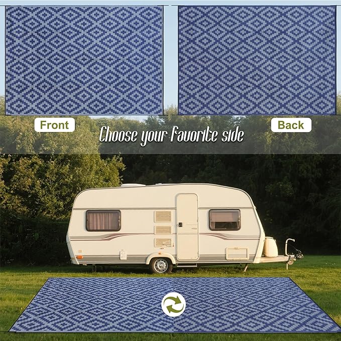 SAND MINE Reversible Mats, Plastic Straw Rug, Modern Area Rug, Large Floor Mat - Image 3