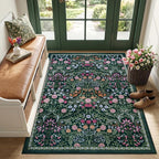 Area Rug Living Room Rugs: Floral 3x5 Washable Rug Vintage Soft Boho Non-Slip by PLHXFRSoftAreaRugs