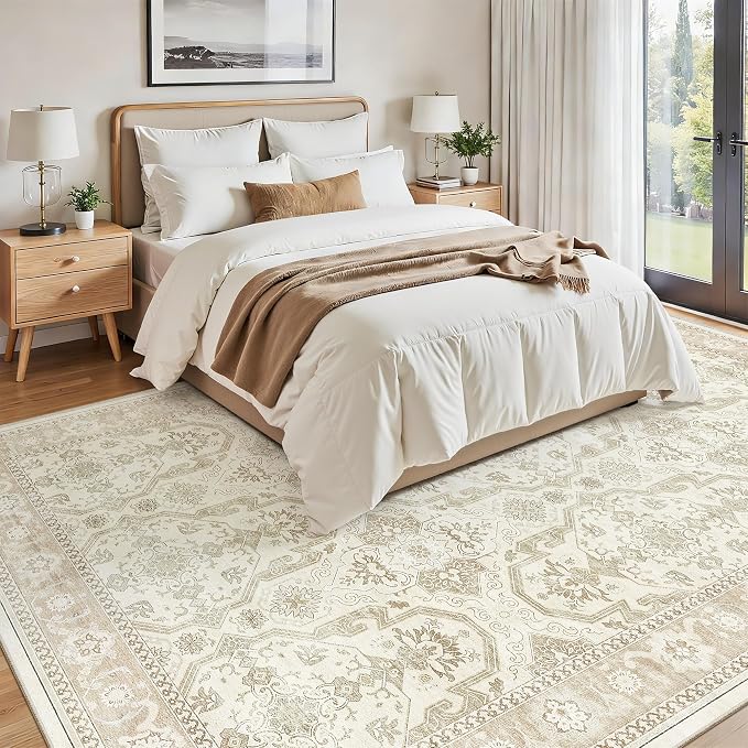 Soalmost 7x10 Area Rug for Living Room Washable Abstract Vintage Soft Thin - Image 3