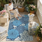 HUGEAR Floral Textured Weave Indoor Outdoor Area Rug 4X6 Washable High Traffic - Image 2