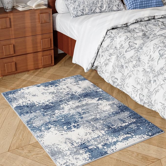 Entryway Rug 2x3 Blue Door Mat Indoor Entrance 24x36, Washable Small Throw Rugs - Image 3