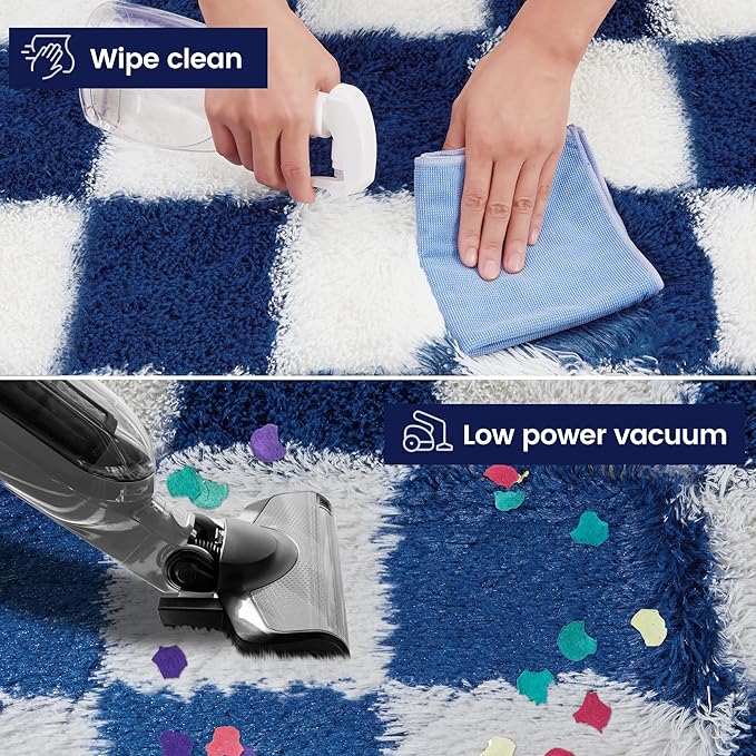 Super Soft Rug for Bedroom, 6x9 ft Blue and White Area Rug Classic Checkered - Image 3