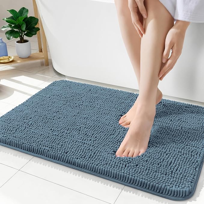 OLANLY Bathroom Rugs 35x24, Extra Soft Absorbent Chenille Bath Rugs, Rubber - Image 2