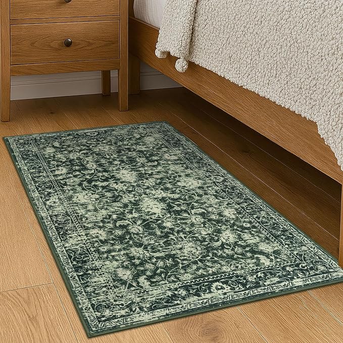 KILOCOCO Small Area Rug 2x3 Entryway Rugs Printed Vintage Floral Washable Rug - Image 4