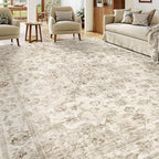 6x9 Washable Neutral Area Rug Beige Vintage Living Room Bedroom Carpet Non-Slip - Image 3