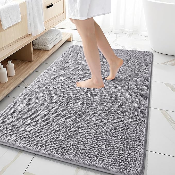 OLANLY Large Bathroom Rugs 59x35, Extra Soft Absorbent Chenille Bath Rugs by OLANLY