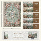 6x9 Area Rugs Living Room Rug: Washable Vintage Distressed Floral Rug No Slip - Image 2