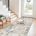 3x8 Washable Non-Slip Runner Rug Modern Abstract Neutral Wide Carpet Runner by ZHXXUJ