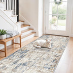 3x8 Washable Non-Slip Runner Rug Modern Abstract Neutral Wide Carpet Runner by ZHXXUJ