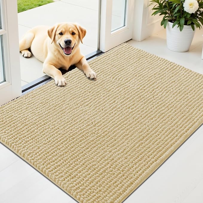 OLANLY Dog Door Mat for Muddy Paws 44x32, Ultra Absorbent Chenille Mud Doormat by OLANLY