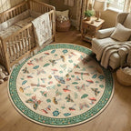 Mushroom Insect 3ft Round Rug Washable Non-Slip Soft Ultra-Thin Small Boho by ROYHOME