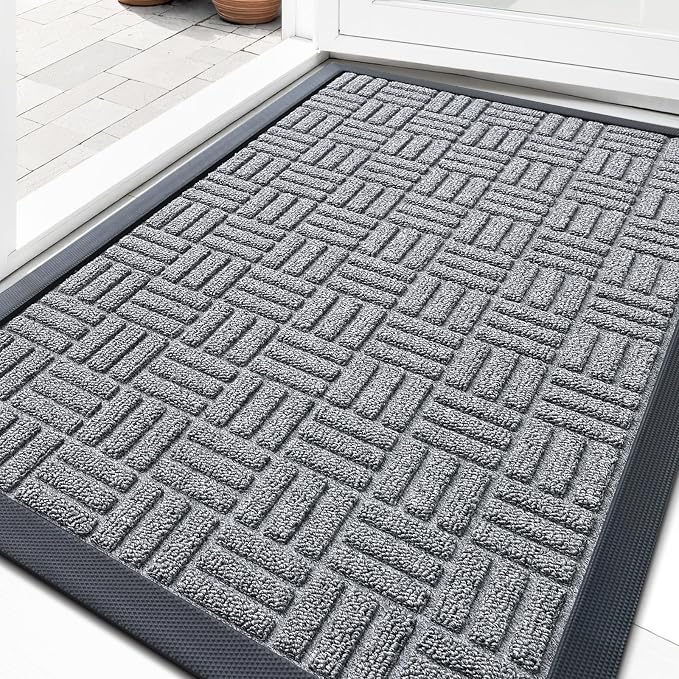 OLANLY Front Door Mat Outside Entrance 33x21, Heavy Duty Sturdy Natural Rubber by OLANLY