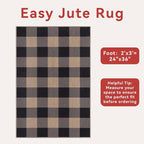 Tangsoo Checkered Easy Jute Rug, 2x3 Washable Ultra Thin Rug - Image 3