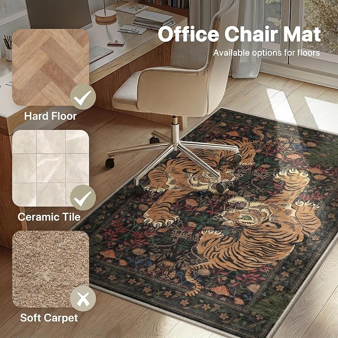 48"x60" Office Chair Mat for Hardwood Tile Floor, Under Desk Carpet Protector - Image 3