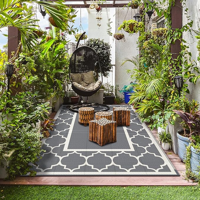 GENIMO 5 ' x 8 ' Outdoor Rug for Patio, Waterproof Indoor Outdoor Plastic Straw - Image 3