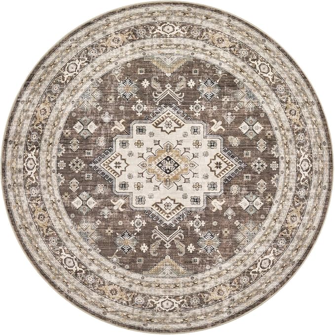 5ft Round Vintage Living Room Area Rug - Image 9