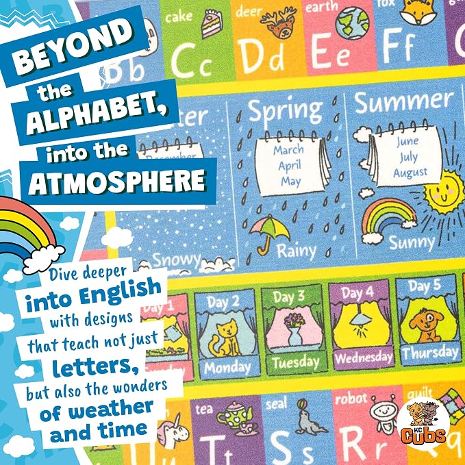 KC Cubs 8x10 ABC Alphabet, Months & Days Rug – Educational Play Mat Carpet - Image 12