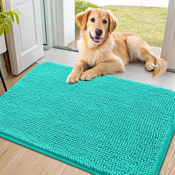 Smiry Dog Door Mat for Muddy Paws 36x24, Absorbent Dirt Trapper, Non-Slip by Smiry