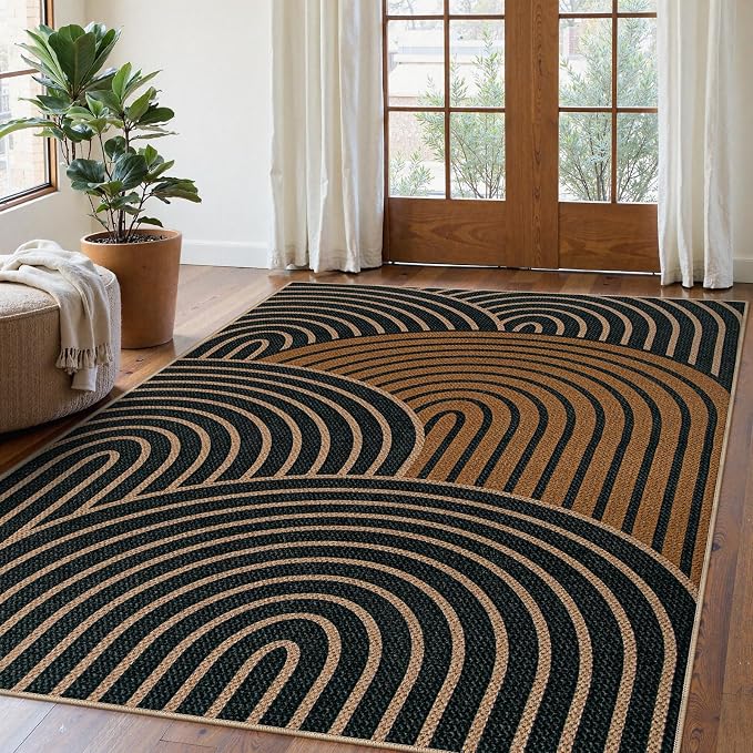 Lahome Enfys Modern Rainbow Easy Jute Carpet, Washable Rugs 5x7 by Lahome