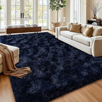 Navy Blue Rug for Living Room, 4x6 Fluffy Area Rugs for Bedroom, Soft Carpet by MUGORN
