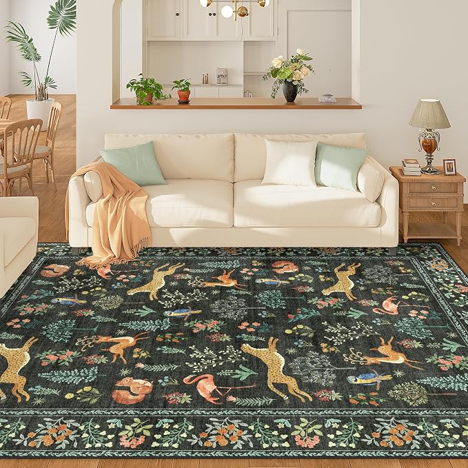 DUKINO 8x10 Rug, Washable Animal Living Room Rug - Image 2