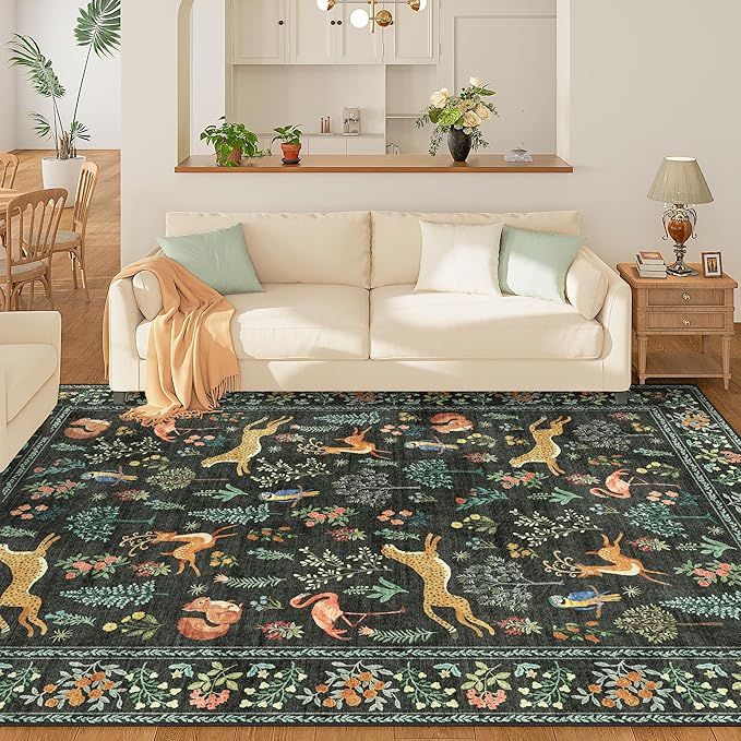 DUKINO 9x12 Rug, Washable Animal Living Room Rug - Image 3