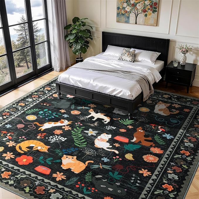 LIANLAM 8x10 Cat Lover's Area Rug, Washable Large Rug - Image 2