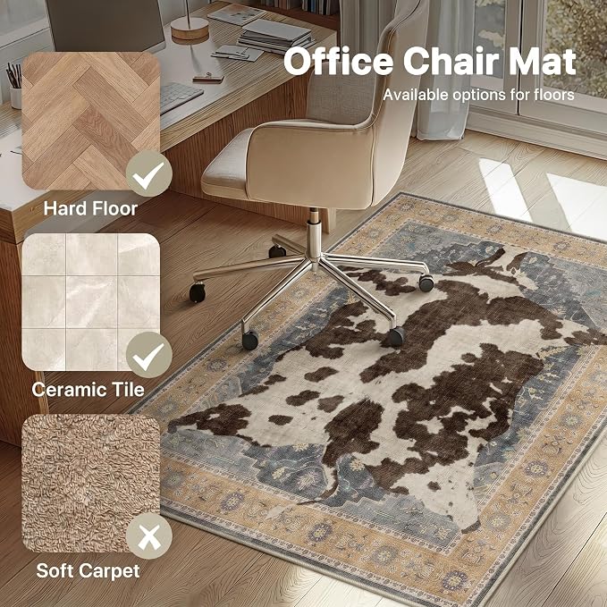 48"x72" Office Chair Mat for Hardwood Tile Floor, Under Desk Carpet Protector - Image 3