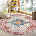 Moynesa Ultra-Thin Washable Round Rug - 4ft Pink Oriental Circle Area Rugs by Moynesa