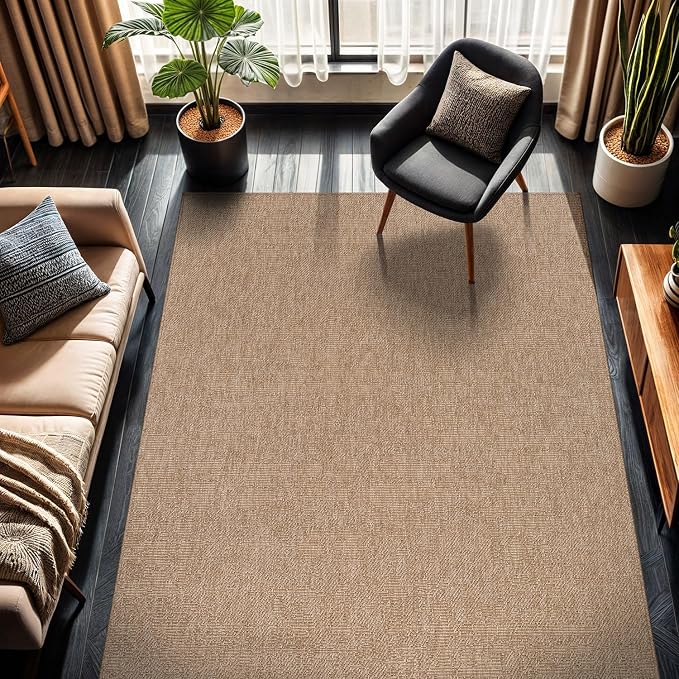 CAMILSON Easy Jute Rug 6x9, Indoor Outdoor Natural Color Fiber Area Rugs by CAMILSONIndoorOutdoorAreaRugs