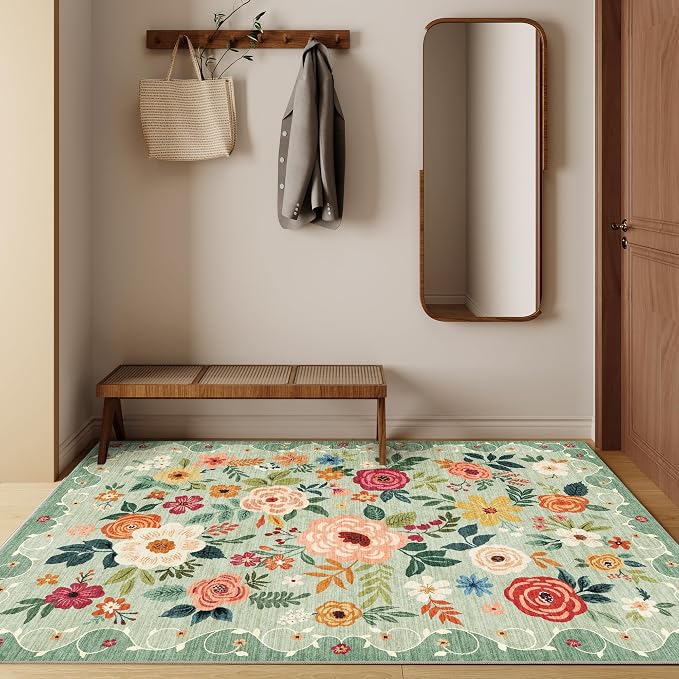 DUKINO 4x6 Area Rug, Floral Rugs - Image 3