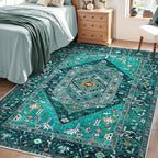 SERISSA Area Rug 3x5 Boho Teal Rugs by SERISSAHomeDecorCollection